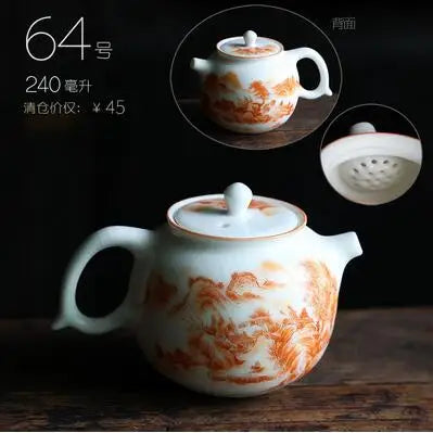Retro Ceramic Kiln Change Teapot, Coarse Ceramic, Lifting Beam Pot, Household Kungfu Tea Set