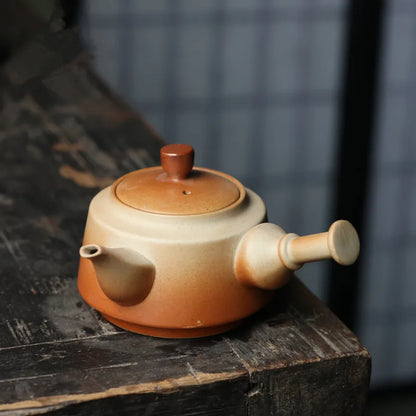 Retro Ceramic Kiln Change Teapot, Coarse Ceramic, Lifting Beam Pot, Household Kungfu Tea Set