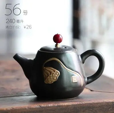 Retro Ceramic Kiln Change Teapot, Coarse Ceramic, Lifting Beam Pot, Household Kungfu Tea Set
