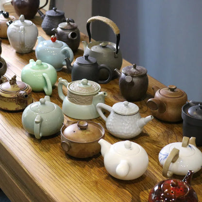 Retro Ceramic Kiln Change Teapot, Coarse Ceramic, Lifting Beam Pot, Household Kungfu Tea Set