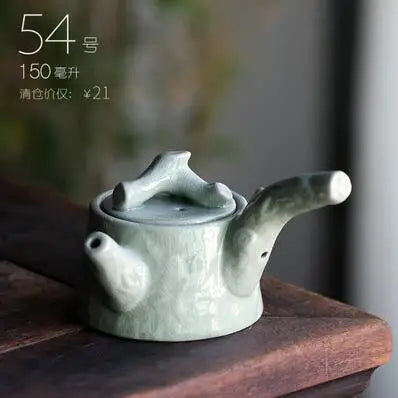 Retro Ceramic Kiln Change Teapot, Coarse Ceramic, Lifting Beam Pot, Household Kungfu Tea Set
