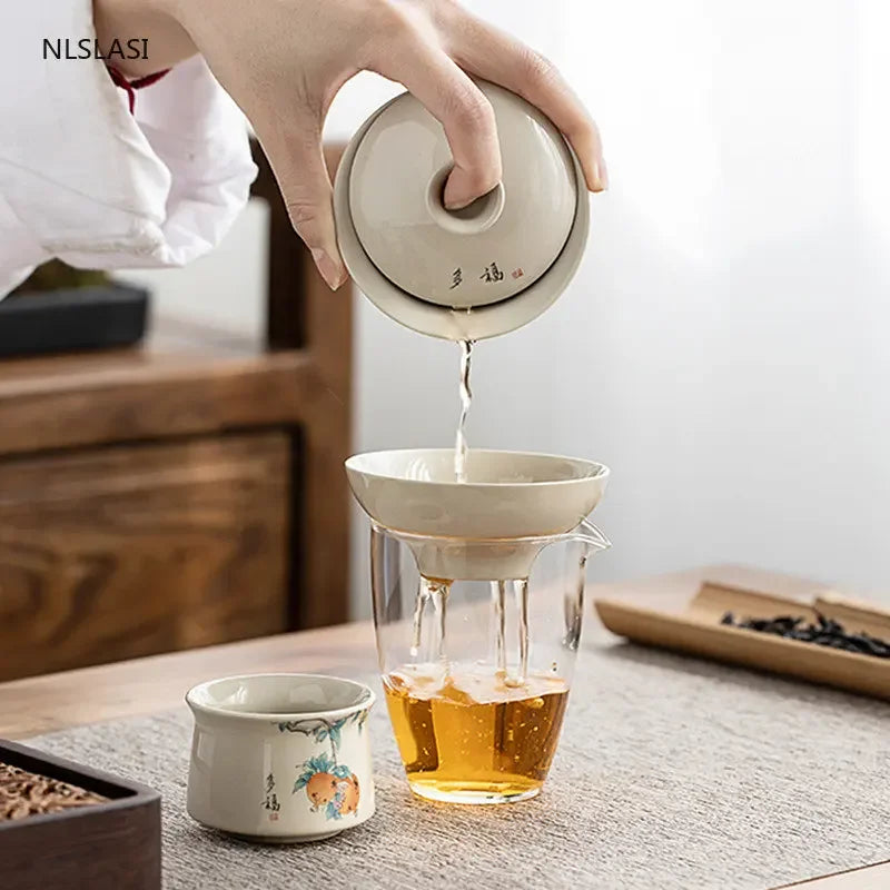 Retro Ceramic Tea Strainer Handmade Blue and White Porcelain Cha Hai Filter Coffee Punch Filter Chinese Tea Set Accessories