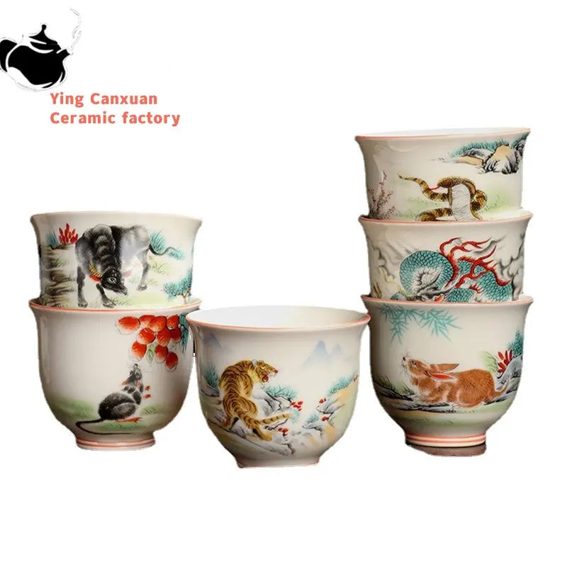 Retro Ceramic Teacup Hand Painted Flowers and Birds Small Tea Bowl Chinese Handmade Tea Set Accessories Customized Master Cup