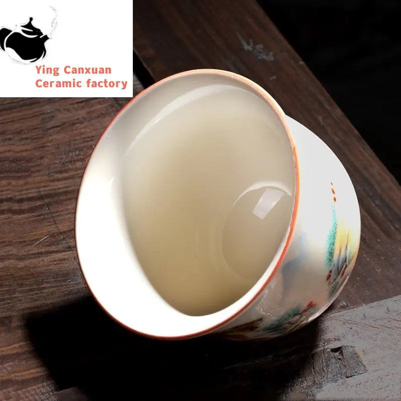 Retro Ceramic Teacup Hand Painted Flowers and Birds Small Tea Bowl Chinese Handmade Tea Set Accessories Customized Master Cup