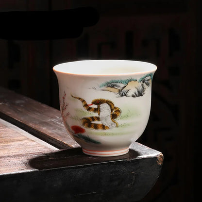 Retro Ceramic Teacup Hand Painted Flowers and Birds Small Tea Bowl Chinese Handmade Tea Set Accessories Customized Master Cup