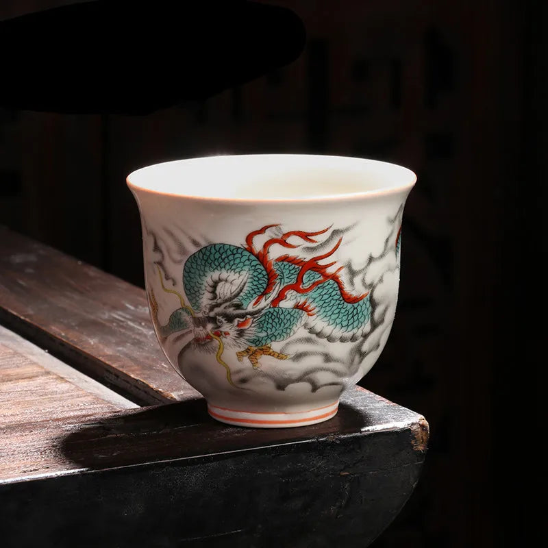 Retro Ceramic Teacup Hand Painted Flowers and Birds Small Tea Bowl Chinese Handmade Tea Set Accessories Customized Master Cup