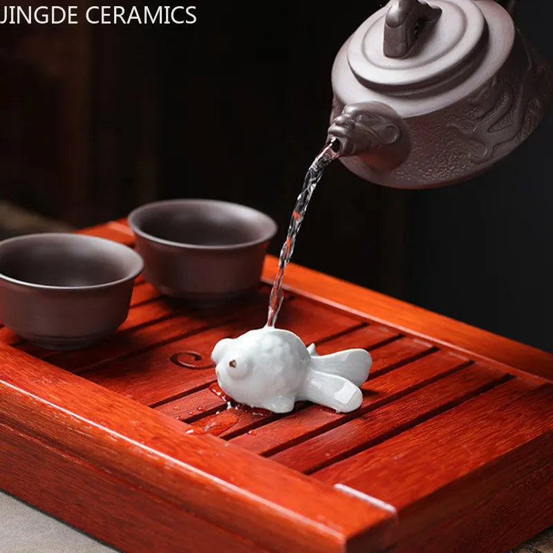 Retro Ceramics Mini Tea Pet Chinese Zodiac Animal Statue Tea Figurine Ornaments Desktop Crafts Tea Set Decoration Accessories
