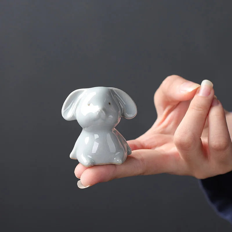 Retro Ceramics Mini Tea Pet Chinese Zodiac Animal Statue Tea Figurine Ornaments Desktop Crafts Tea Set Decoration Accessories