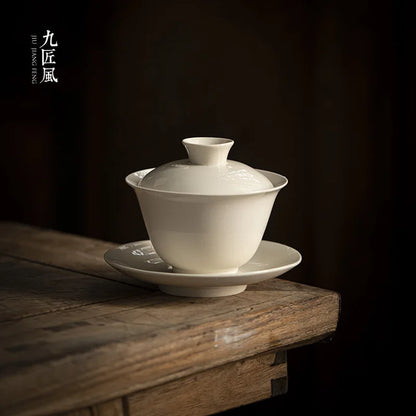 Retro Chinese Sancai Gaiwan Ceramic Teaware Tea Cups Tea Tureen Handmade Home Decor Gongfu Porcelain Tea Bowl Cup