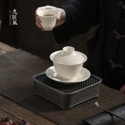 Retro Chinese Sancai Gaiwan Ceramic Teaware Tea Cups Tea Tureen Handmade Home Decor Gongfu Porcelain Tea Bowl Cup