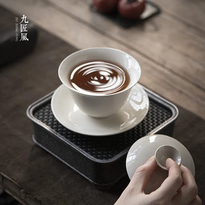 Retro Chinese Sancai Gaiwan Ceramic Teaware Tea Cups Tea Tureen Handmade Home Decor Gongfu Porcelain Tea Bowl Cup