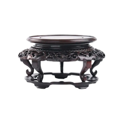 Retro Circular Vase for Buddha Statue, Incense Table Base, Solid Wood Bracket, Nostalgic Retro Vase, Red Wood Bracket