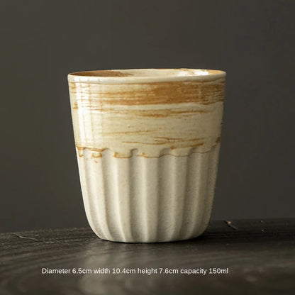 Retro Coffee Cup Japanese Ceramic Cup Home Office Water Cup Creative Couple Mug Fruit Drink Cup Teacup