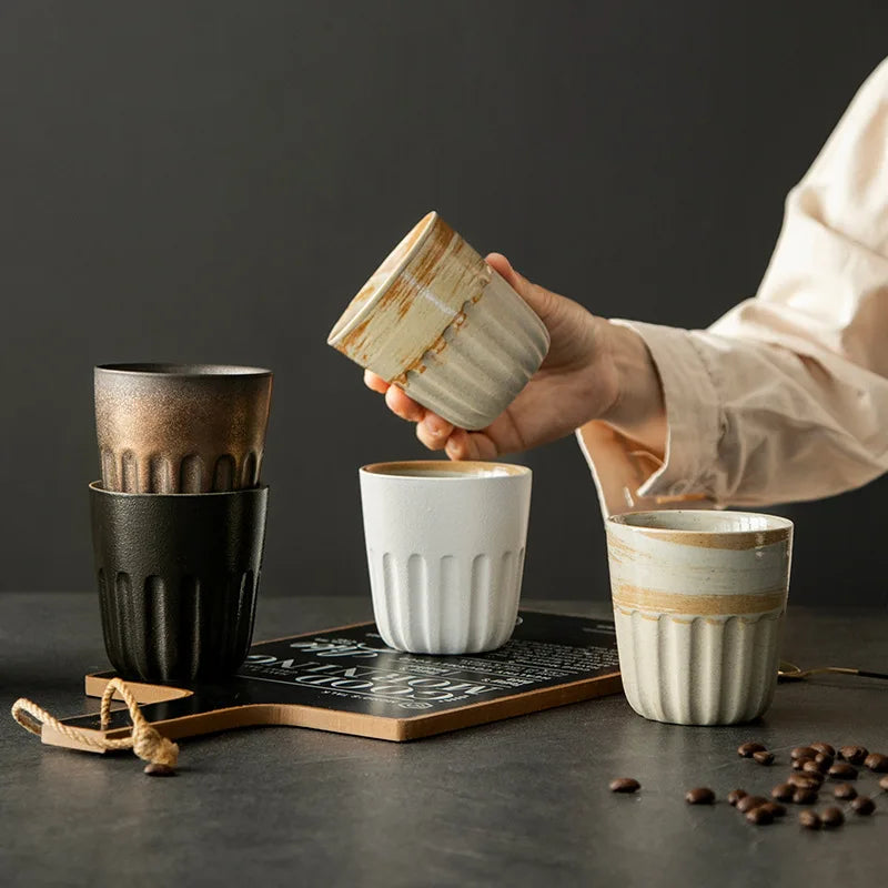 Retro Coffee Cup Japanese Ceramic Cup Home Office Water Cup Creative Couple Mug Fruit Drink Cup Teacup