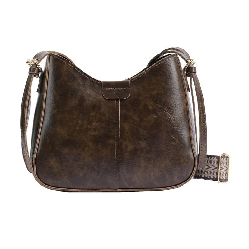 Retro Commuting Bags 2024 Women's Bag New Simple Bucket Bag Wide Shoulder Strap Crossbody Bag luxury bags designer