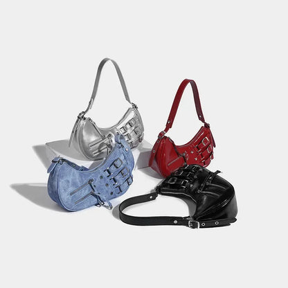 Retro Denim 2024 New Women's Fashion Versatile Underarm Shoulder Handbag Dumpling Bag