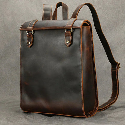 Retro Design Leatherbackpack men women cowskin crazy horse leather school backpacks Simple Style School Bagpack Male Anti Theft