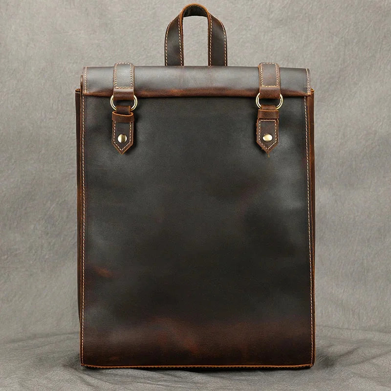 Retro Design Leatherbackpack men women cowskin crazy horse leather school backpacks Simple Style School Bagpack Male Anti Theft