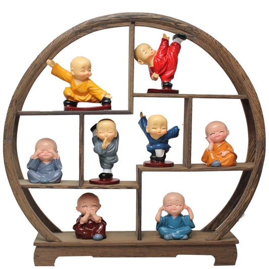 Retro Display Shelf for Decorative Figurine Statues Wood Storage Rack Stand Ceramics Organizer Home Decoration