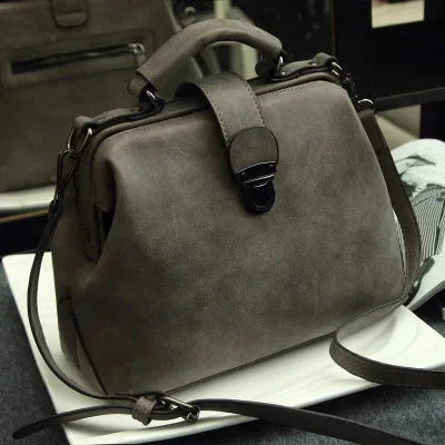 Retro Doctor Fashion Large Capacity Messenger Ladies Shoulder Bag Scrub PU Leather Handbag Two New Style