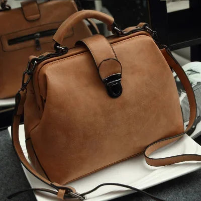 Retro Doctor Fashion Large Capacity Messenger Ladies Shoulder Bag Scrub PU Leather Handbag Two New Style