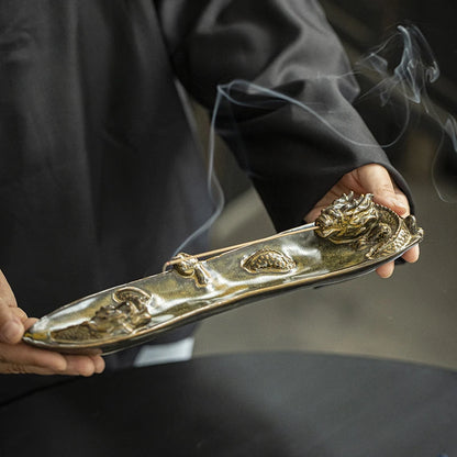 Retro Double Dargon Ceramic Line Incense Burner Creative Insert Aromatherapy Furnace Zen Censer Burner Holder Teaware Ornaments