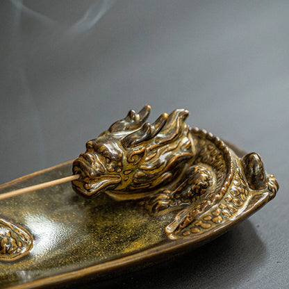 Retro Double Dargon Ceramic Line Incense Burner Creative Insert Aromatherapy Furnace Zen Censer Burner Holder Teaware Ornaments