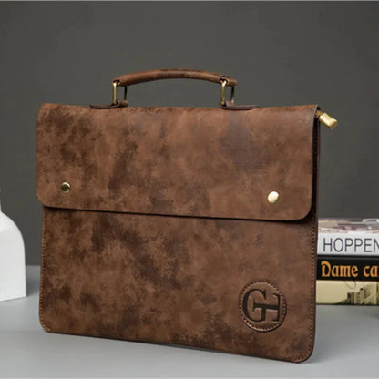 Retro Fashion Men Hand Ultra-Thin Document Briefcase Casual Trendy Small Bag For Male