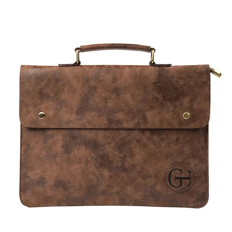 Retro Fashion Men Hand Ultra-Thin Document Briefcase Casual Trendy Small Bag For Male
