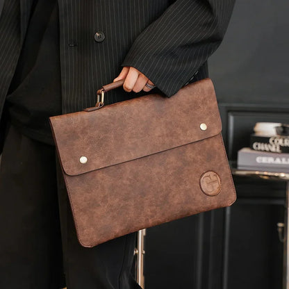 Retro Fashion Men Hand Ultra-Thin Document Briefcase Casual Trendy Small Bag For Male