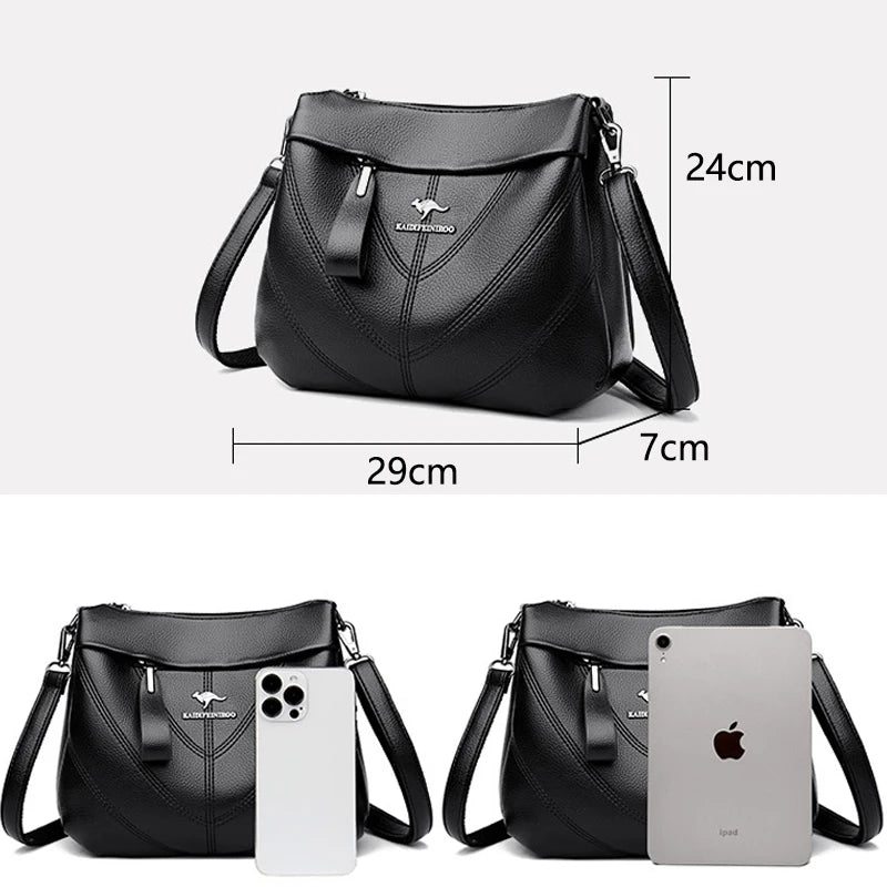 Retro Fashion Women's Shoulder Bag New High Quality Women's Crossbody Bags Multi Pocket Large Capacity Girl Soft Wallet Bolsa