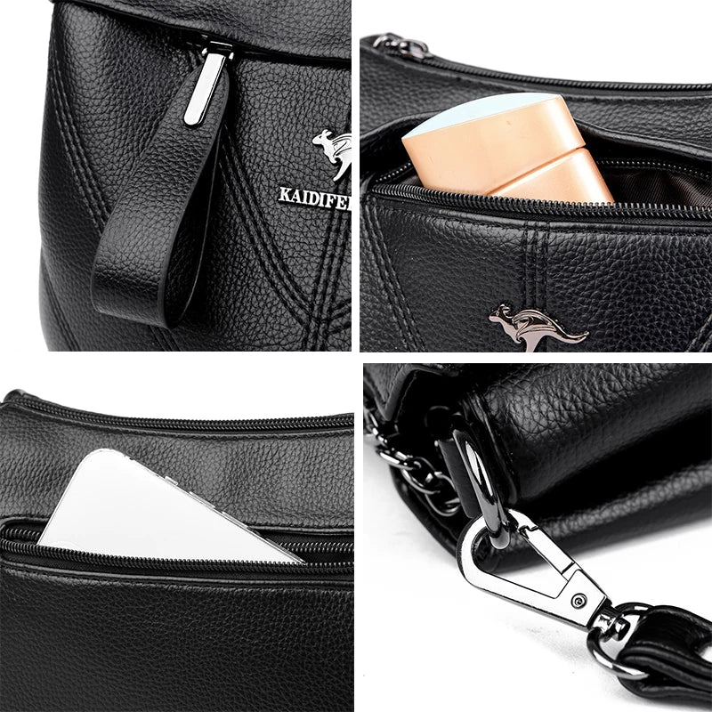 Retro Fashion Women's Shoulder Bag New High Quality Women's Crossbody Bags Multi Pocket Large Capacity Girl Soft Wallet Bolsa