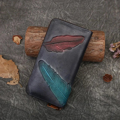 Retro Fashion Women's Wallets 2024 New Long Women Wallet Luxury Card Holder Embossed Handmade Phone Clutch Money Bag For Ladies