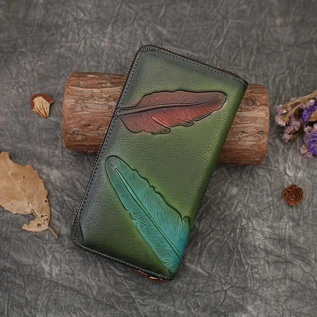 Retro Fashion Women's Wallets 2024 New Long Women Wallet Luxury Card Holder Embossed Handmade Phone Clutch Money Bag For Ladies