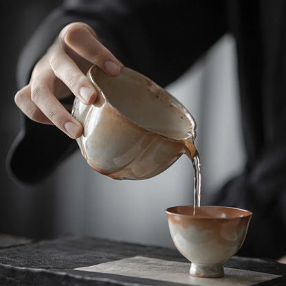 Retro Firewood Kiln Change Ink Ceramic Tea Pitcher Japanese Sharing Fair Cup Cha Hai Justice Cup for Tea Ornaments Accessories