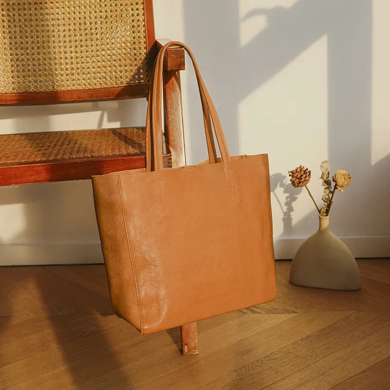 Retro Genuine Leather Bag for Women Soft Cowhide Large Capacity Commuter Tote 2024 New Ladies Casual Luxury Purses Clutches