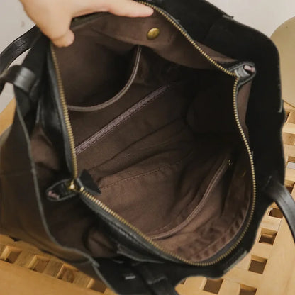 Retro Genuine Leather Bag for Women Soft Cowhide Large Capacity Commuter Tote 2024 New Ladies Casual Luxury Purses Clutches