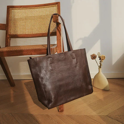Retro Genuine Leather Bag for Women Soft Cowhide Large Capacity Commuter Tote 2024 New Ladies Casual Luxury Purses Clutches