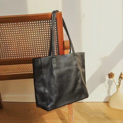 Retro Genuine Leather Bag for Women Soft Cowhide Large Capacity Commuter Tote 2024 New Ladies Casual Luxury Purses Clutches