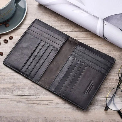Retro Genuine Leather Cowhide Travel Passport ID Card Cover Holder Case Protector Organizer Wallet