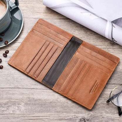 Retro Genuine Leather Cowhide Travel Passport ID Card Cover Holder Case Protector Organizer Wallet