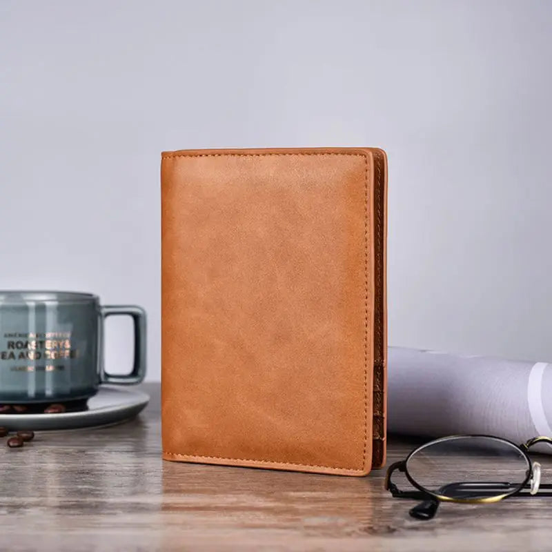 Retro Genuine Leather Cowhide Travel Passport ID Card Cover Holder Case Protector Organizer Wallet