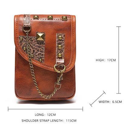 Retro Genuine Waist Cow Leather Mobile Phone Women's Small Square / Shoulder Bag