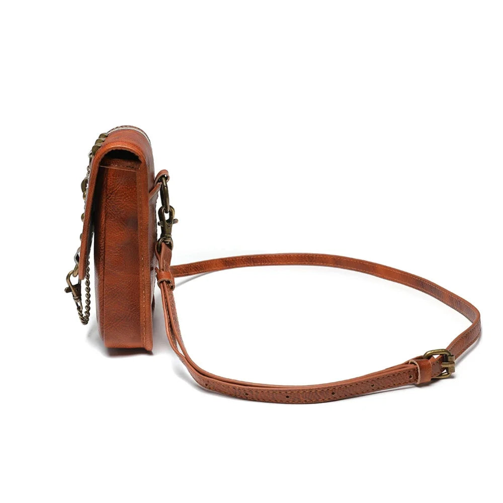 Retro Genuine Waist Cow Leather Mobile Phone Women's Small Square / Shoulder Bag