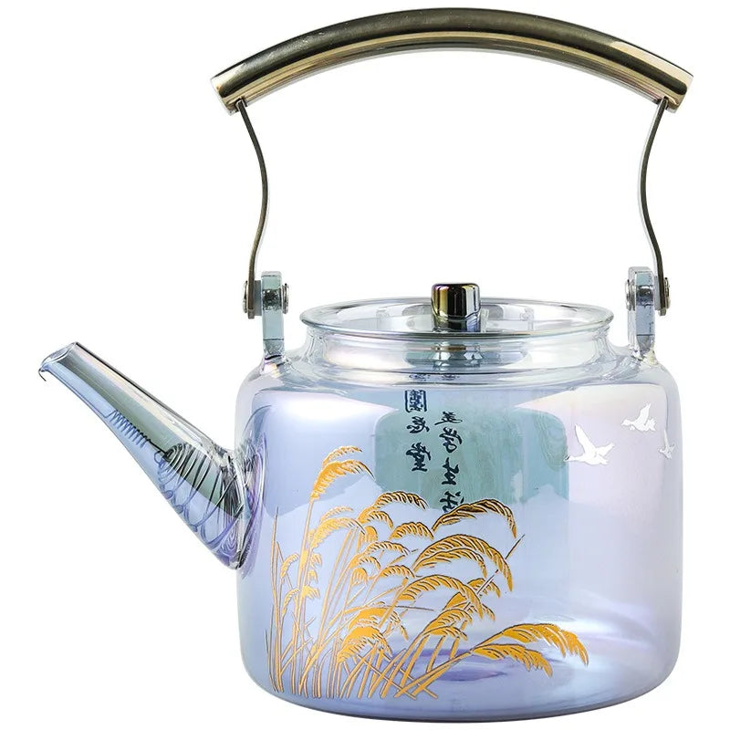 Retro Glass Teapot Household Health Pot Pu'er Tea Kettle Copper Handle Kettle Tea Pot Thickened Heat-resistant Tea Sets Tea Pot