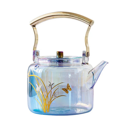 Retro Glass Teapot Household Health Pot Pu'er Tea Kettle Copper Handle Kettle Tea Pot Thickened Heat-resistant Tea Sets Tea Pot