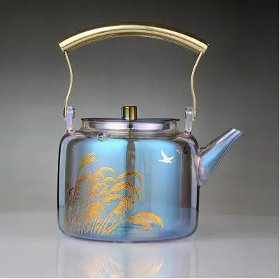 Retro Glass Teapot Household Health Pot Pu'er Tea Kettle Copper Handle Kettle Tea Pot Thickened Heat-resistant Tea Sets Tea Pot