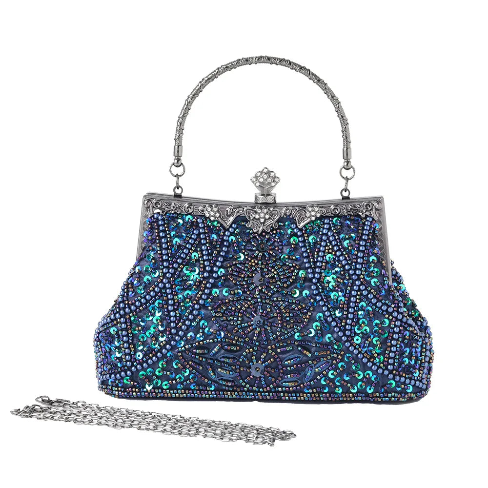 Retro Handbag Luxury Evening Clutch Bag Pearl Embroidered Design Ladies Wedding Party Dinner Bags for Women Purse High Quality