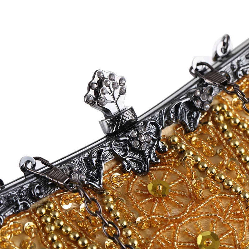 Retro Handbag Luxury Evening Clutch Bag Pearl Embroidered Design Ladies Wedding Party Dinner Bags for Women Purse High Quality