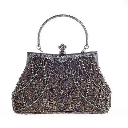 Retro Handbag Luxury Evening Clutch Bag Pearl Embroidered Design Ladies Wedding Party Dinner Bags for Women Purse High Quality